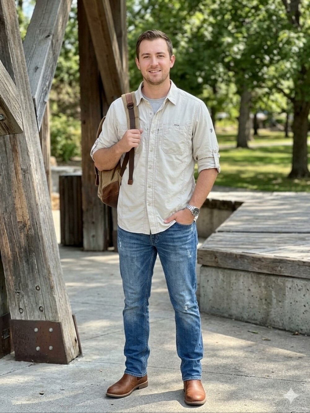 men's technical long-sleeve hiking shirt manufactured by the outdoor brand KÜHL